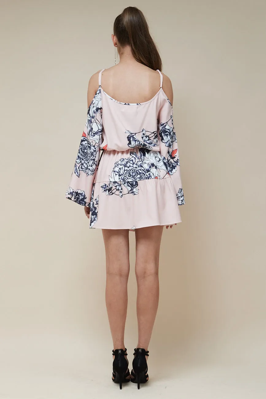 Odyssey Long Sleeve Mini Dress Peach
