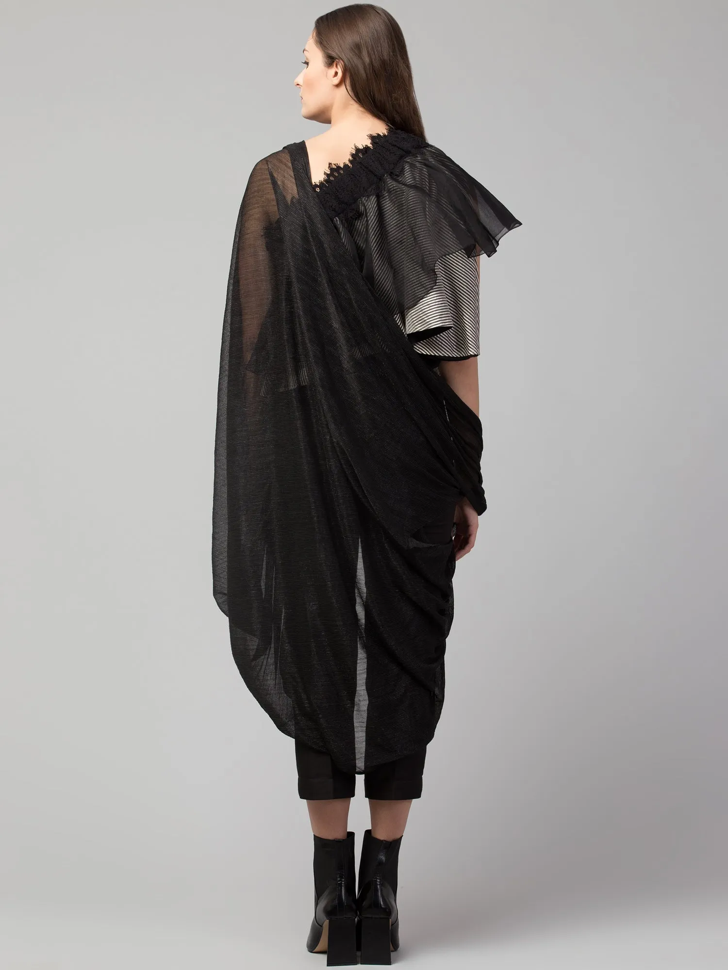 ONE SHOULDER LAYERED TOP WITH CAPE