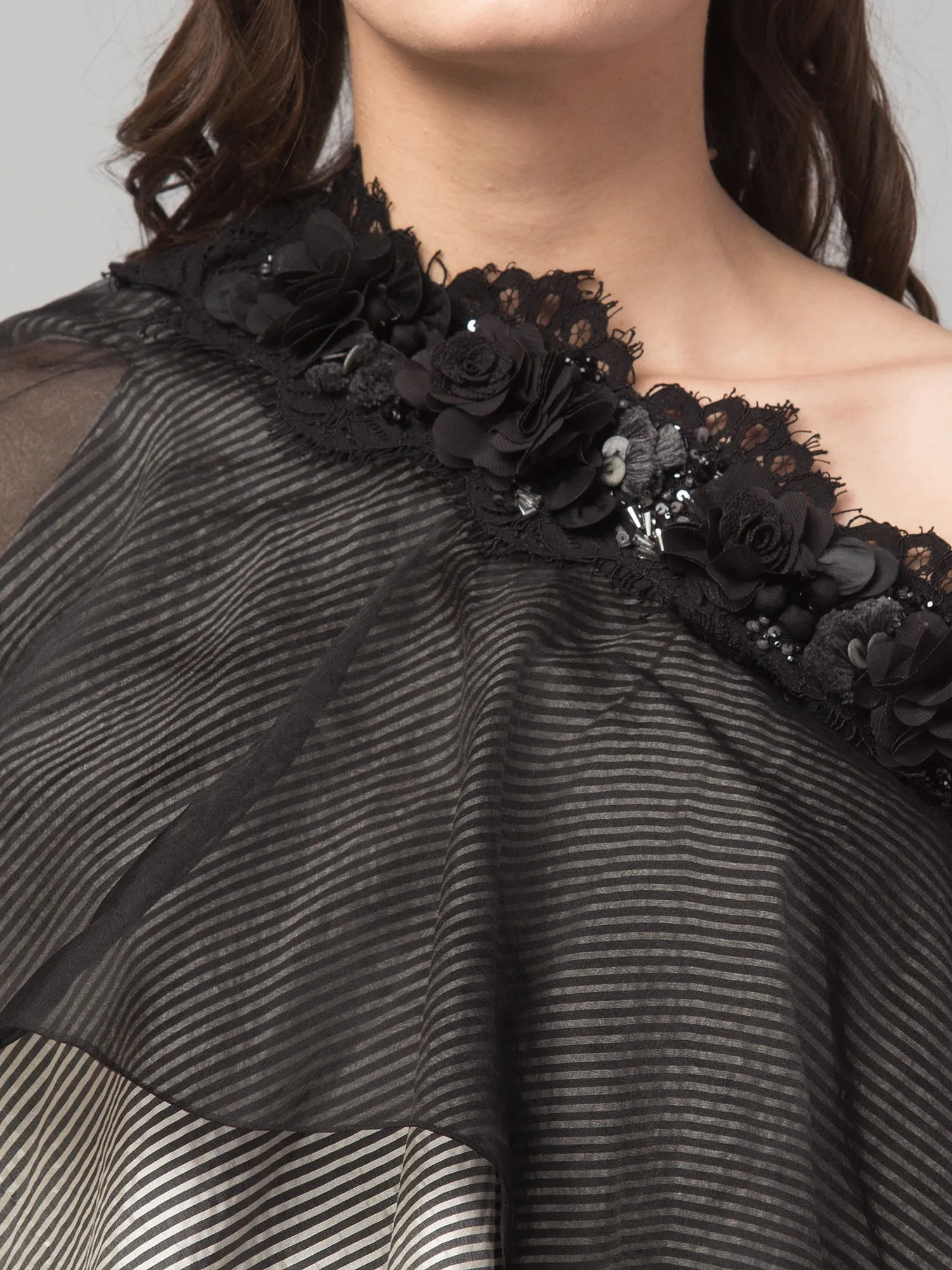 ONE SHOULDER LAYERED TOP WITH CAPE