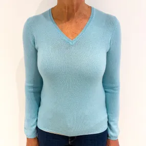 Opal Green Cashmere V-Neck Jumper Medium