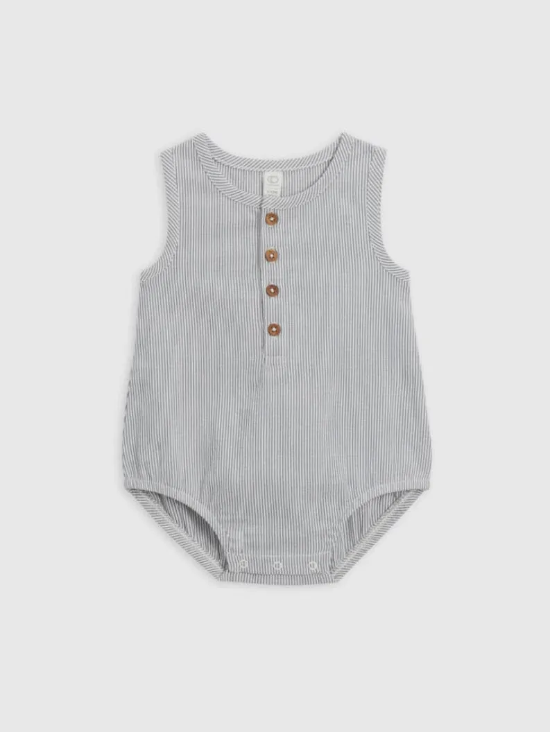 Organic Wren Seersucker Bubble Romper