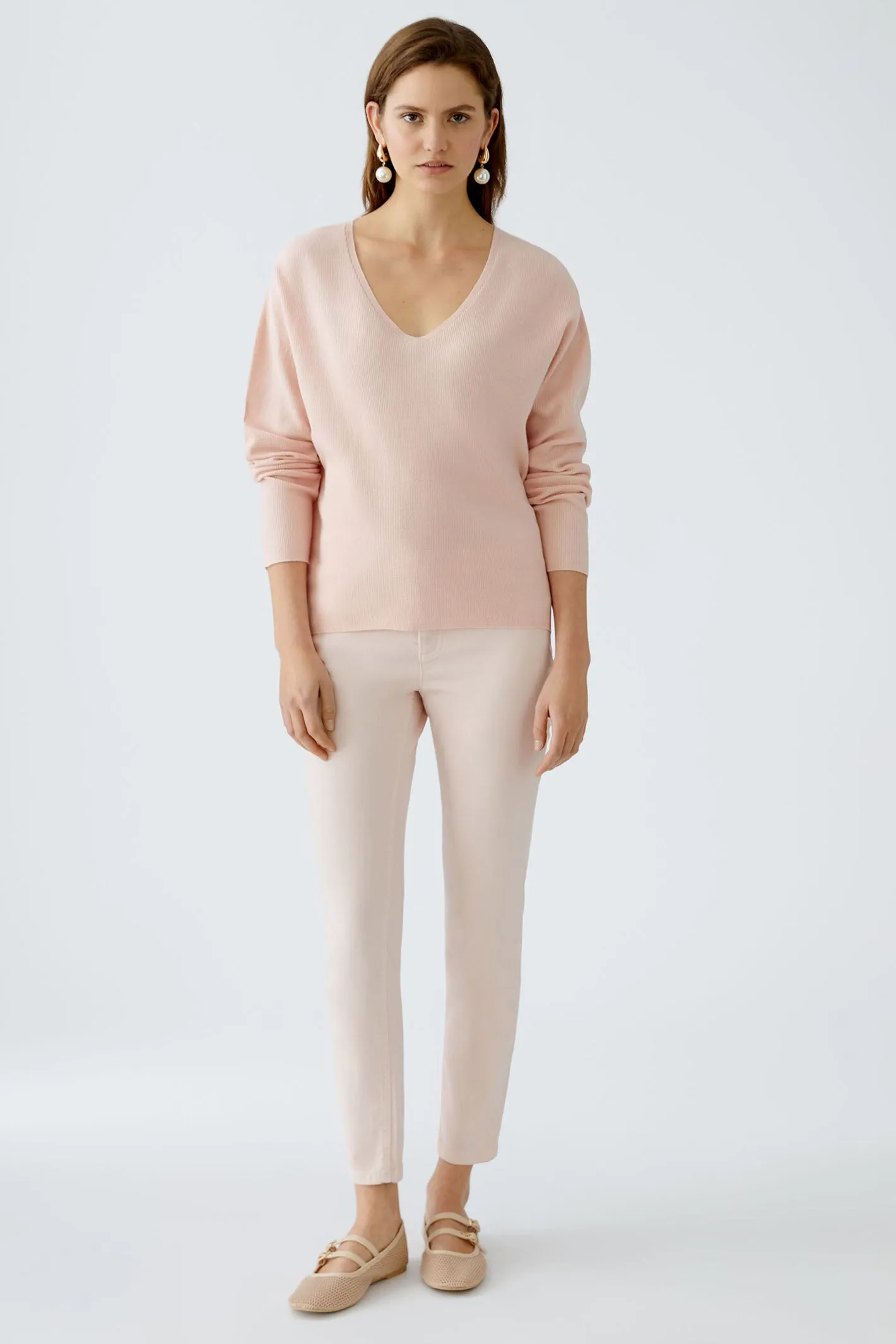Oui 89057 Pale Pink V Neck Jumper