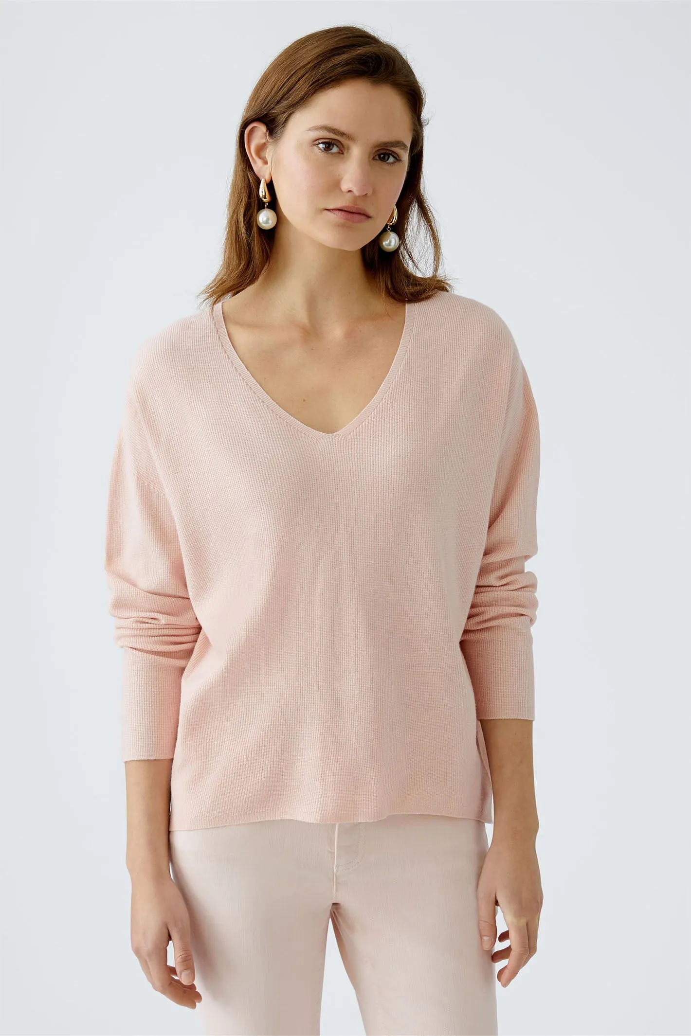 Oui 89057 Pale Pink V Neck Jumper