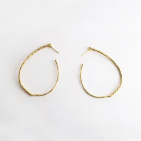 Oval hoop branches - long earrings - silver 925 - gold plated