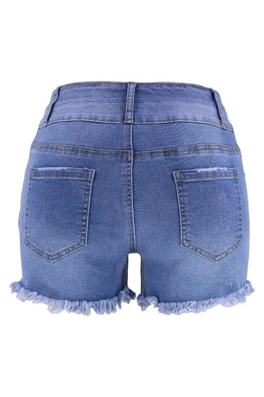 PA884 Hole Jeans Denim Shorts With Pockets