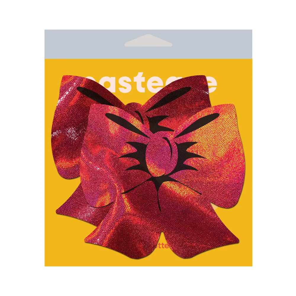 Pastease Bow Red Holographic Breast Covers Support Tape