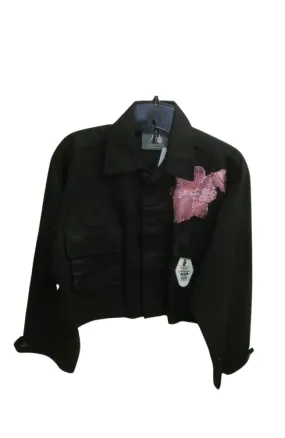 Pink Pop on Black Jacket Cropped