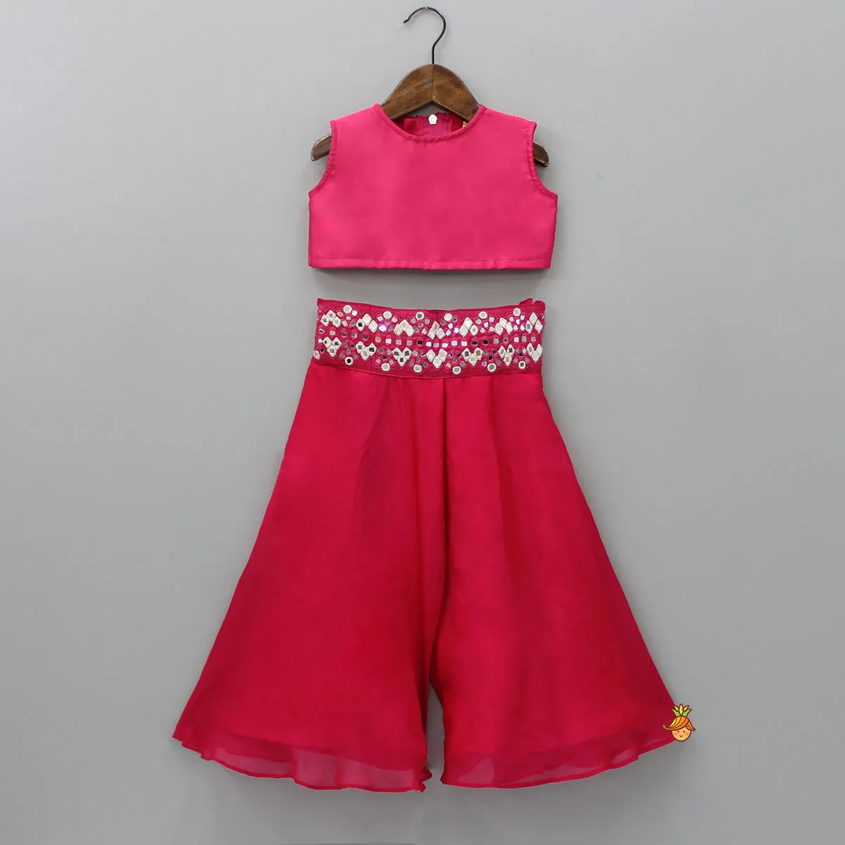 Pink Top With Asymmetric Stylish Cape And Palazzo