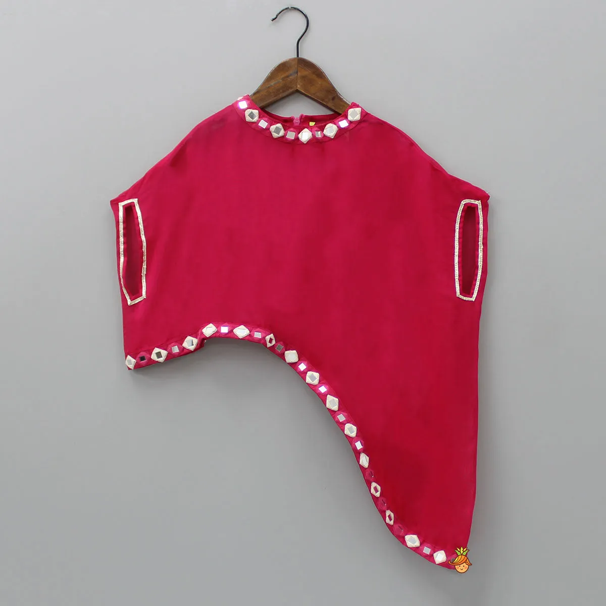Pink Top With Asymmetric Stylish Cape And Palazzo