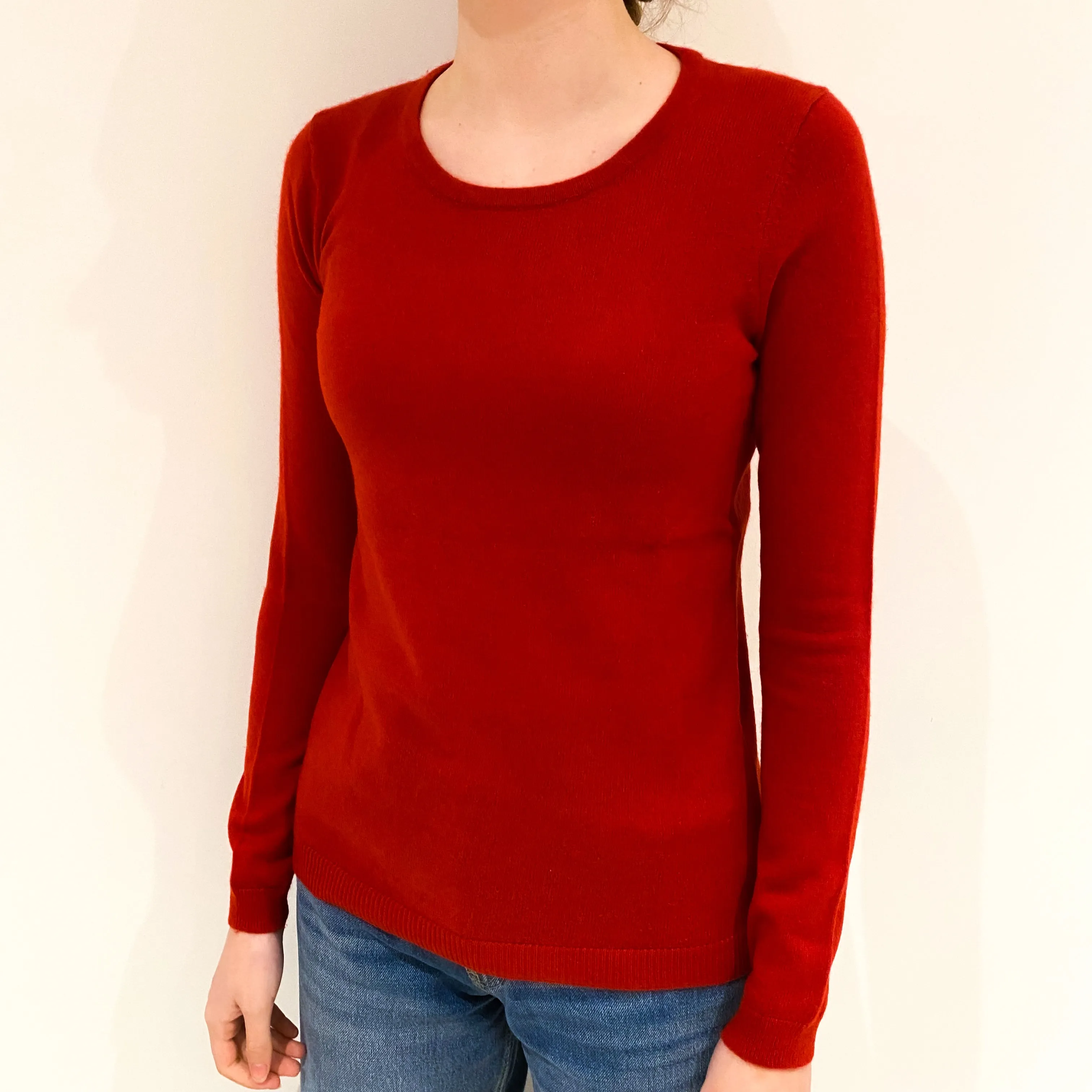 Postbox Red Cashmere Crew Neck Jumper Extra Small