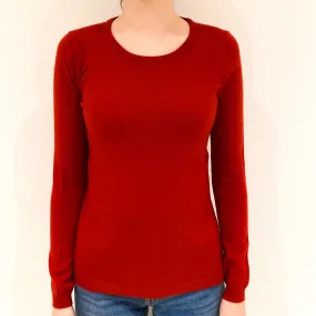 Postbox Red Cashmere Crew Neck Jumper Extra Small