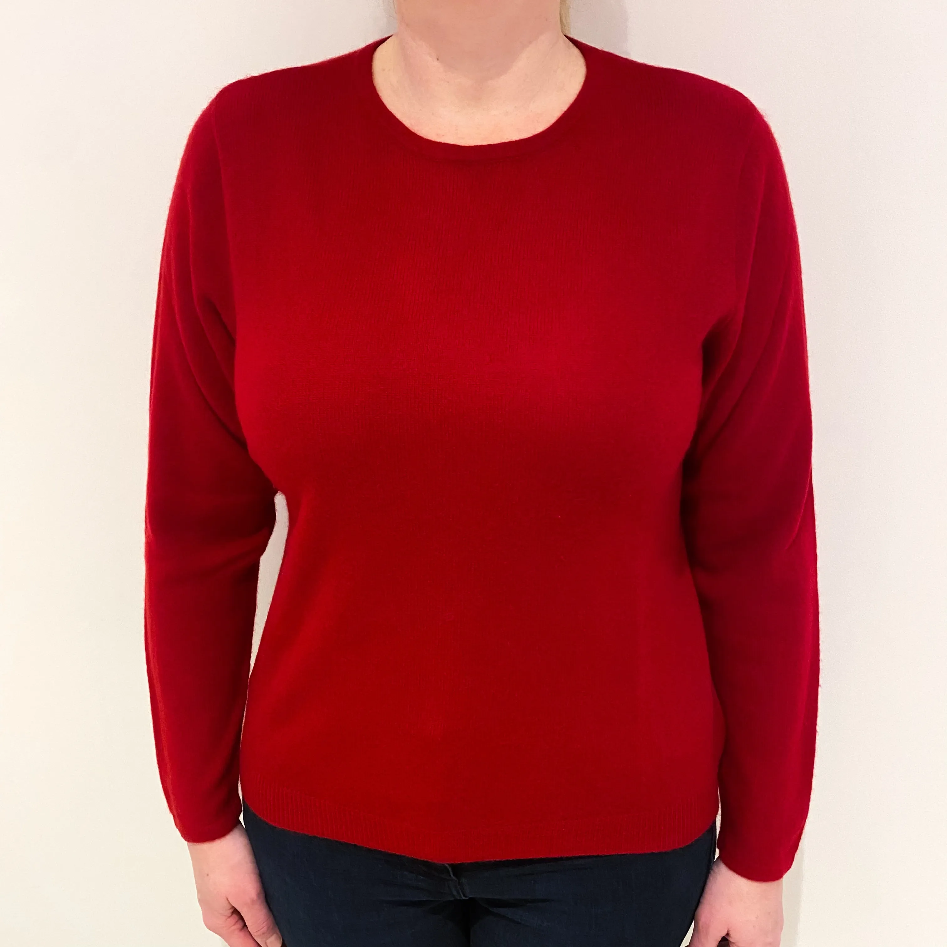 Postbox Red Cashmere Crew Neck Jumper Large