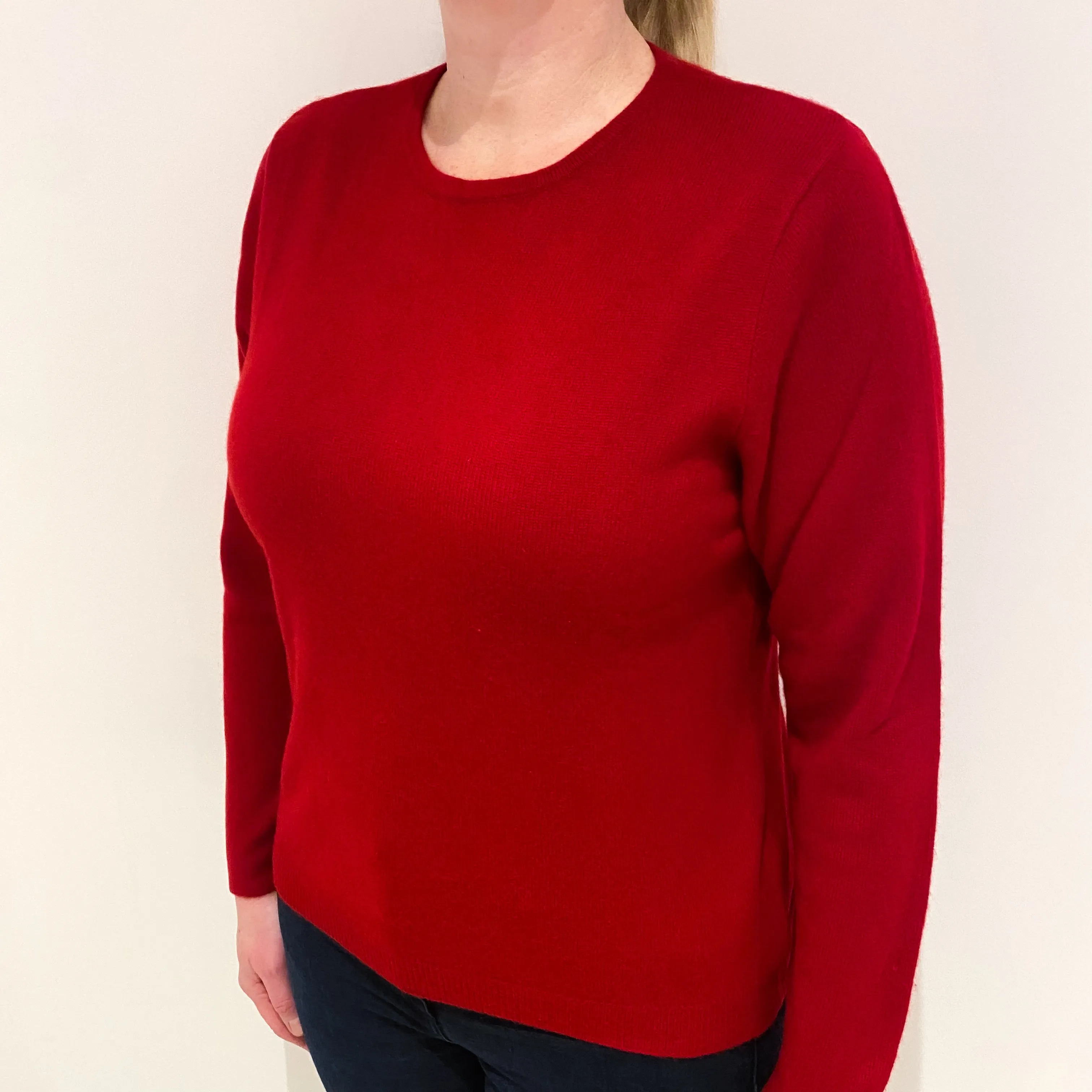 Postbox Red Cashmere Crew Neck Jumper Large
