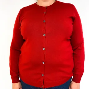 Ralph Lauren Red Cashmere Crew Neck Cardigan Extra Large
