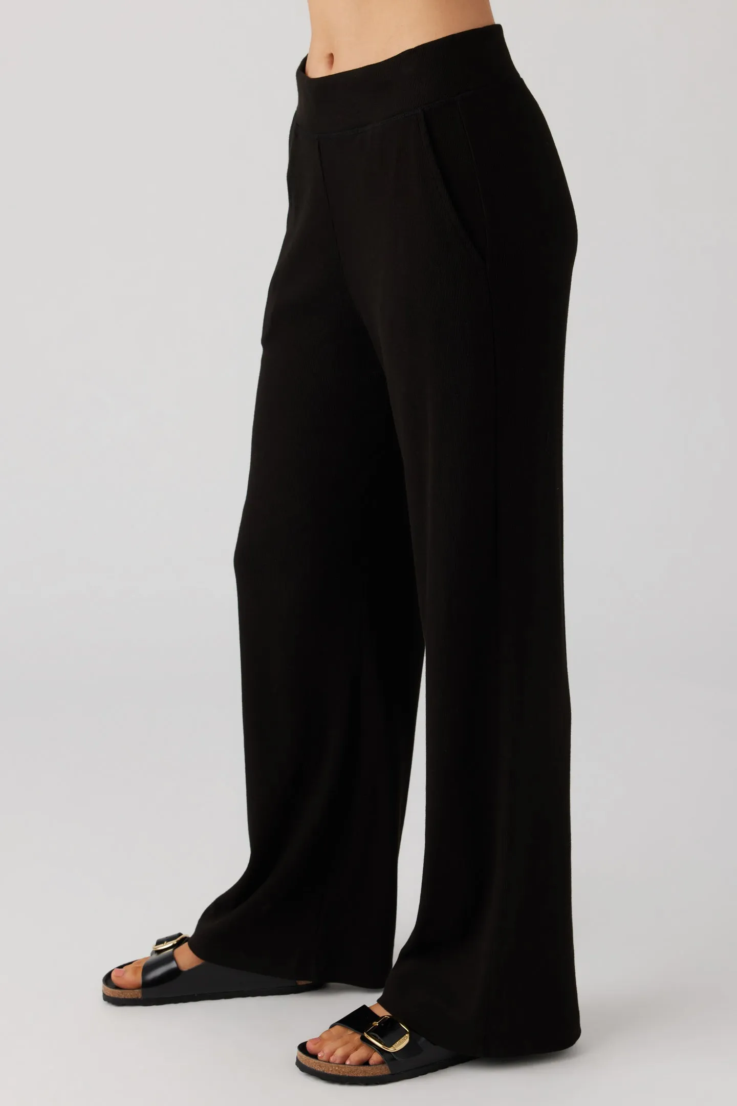 Rib Culotte Pants | Black
