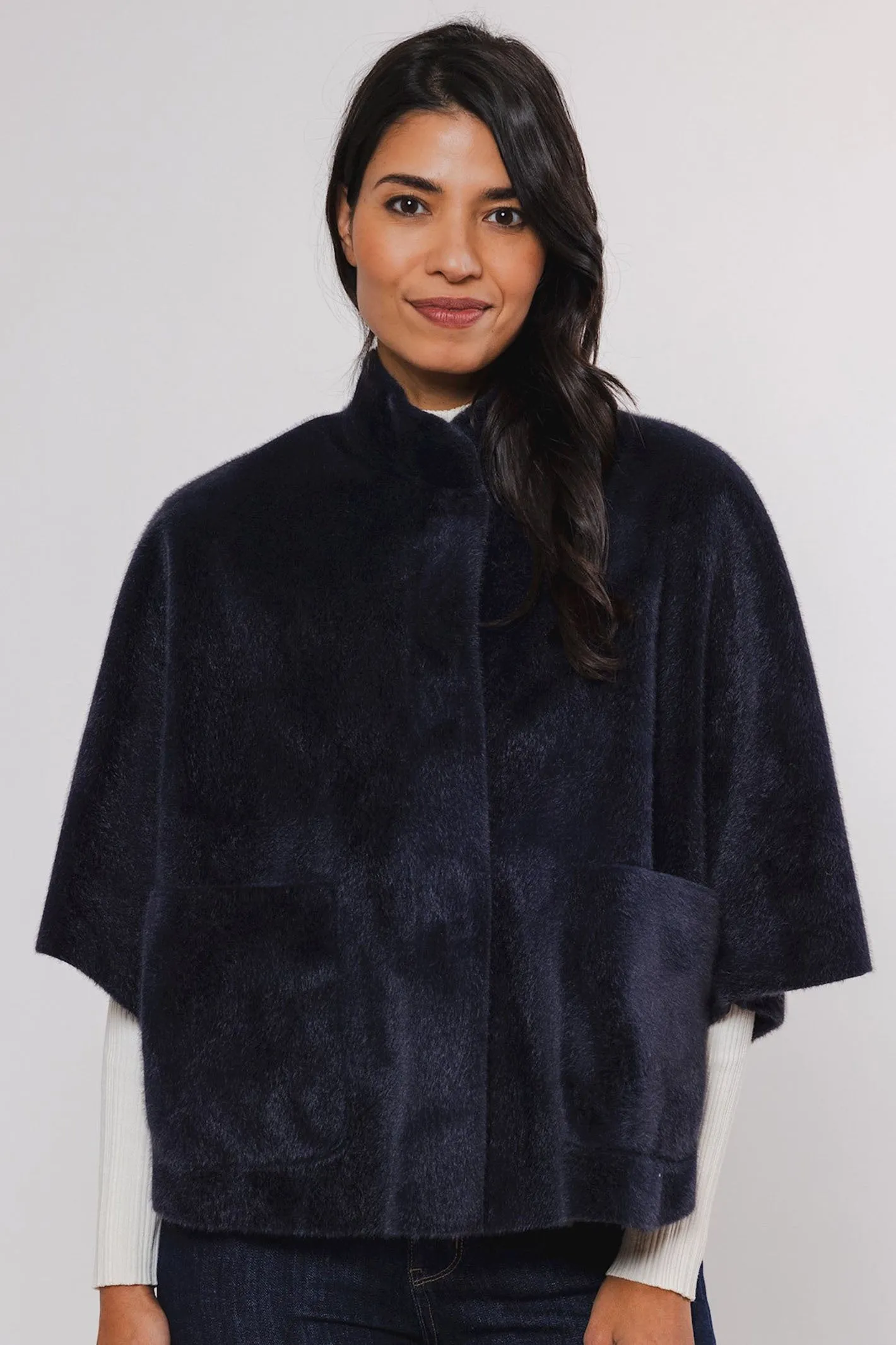 Rino & Pelle Dewi 7002411 Faux Fur Cape Navy