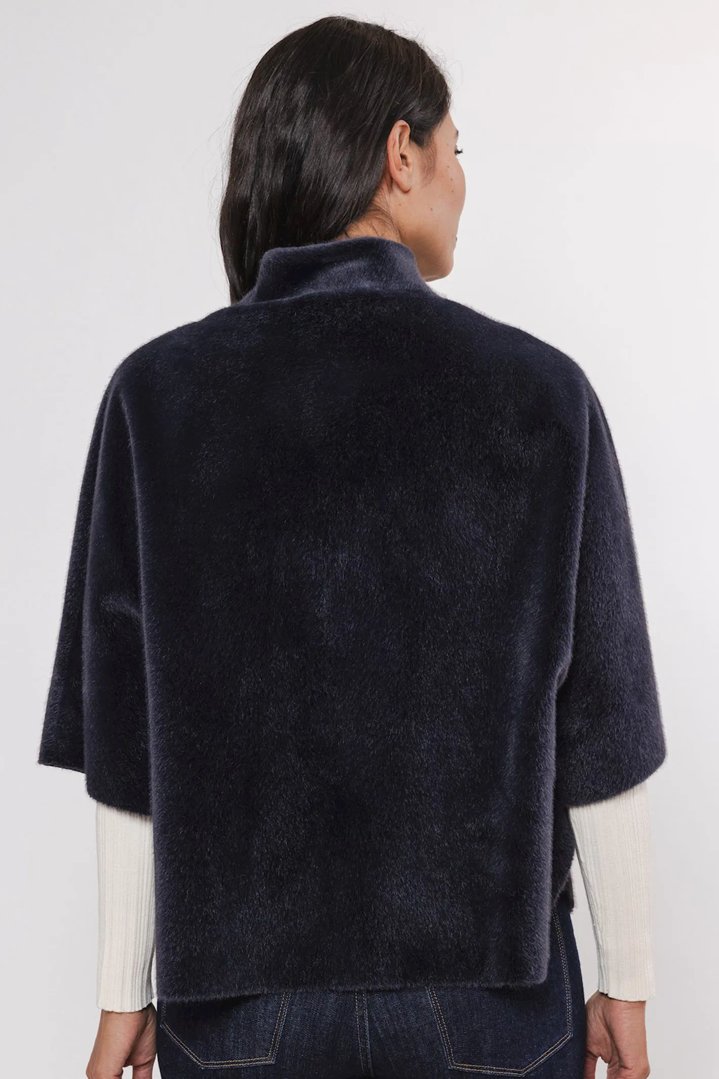 Rino & Pelle Dewi 7002411 Faux Fur Cape Navy