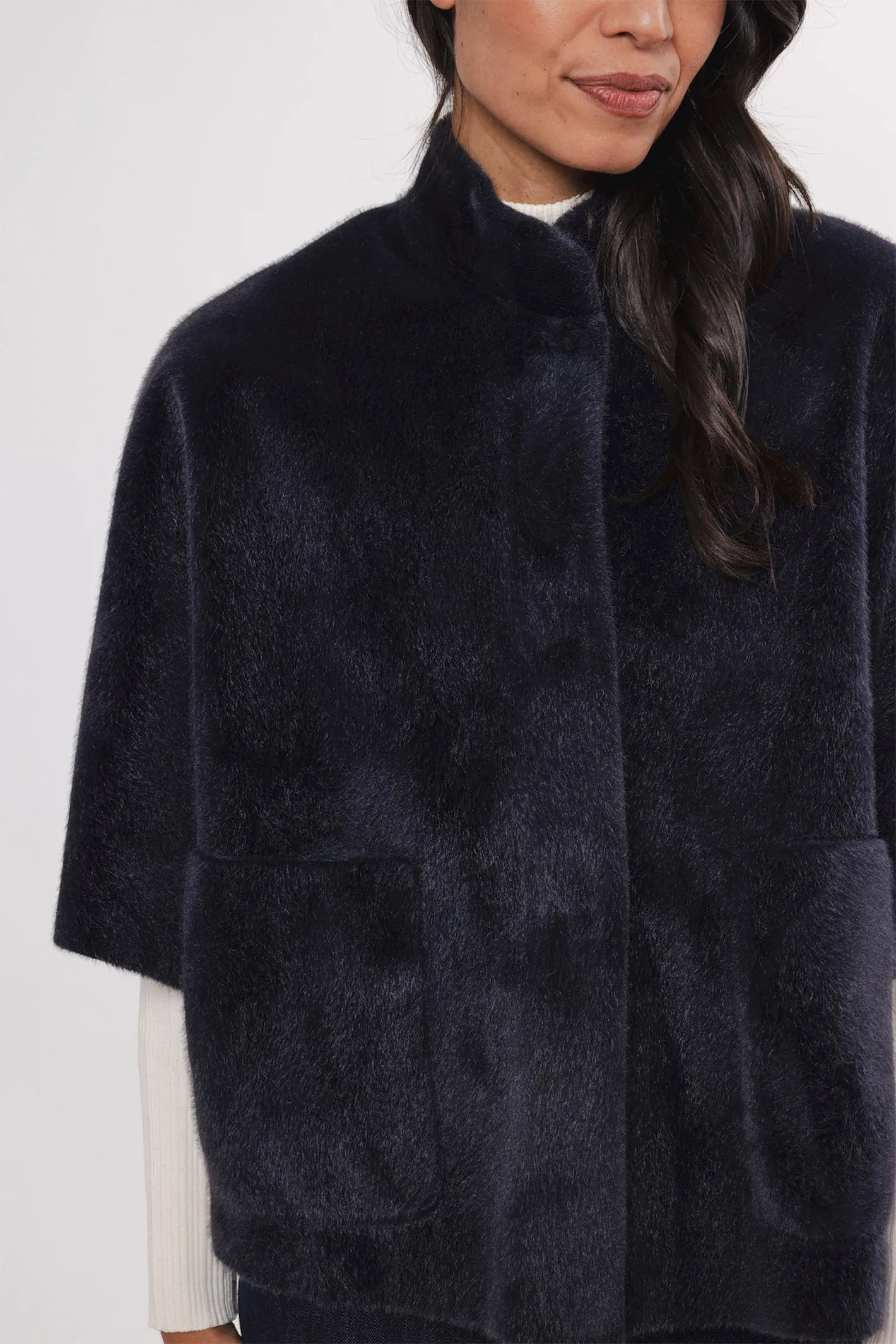 Rino & Pelle Dewi 7002411 Faux Fur Cape Navy