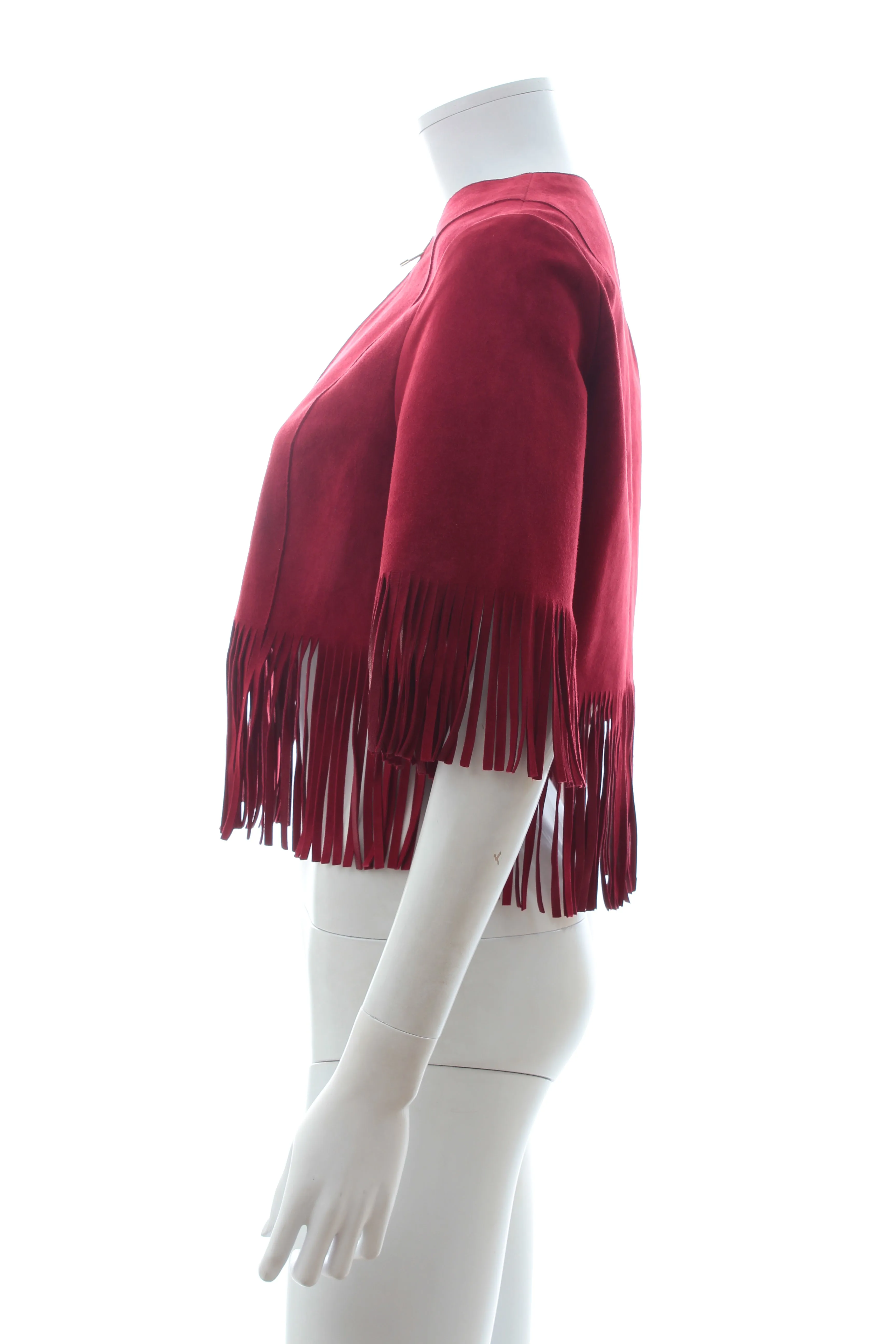 Sandro Cropped Fringed Suede Jacket