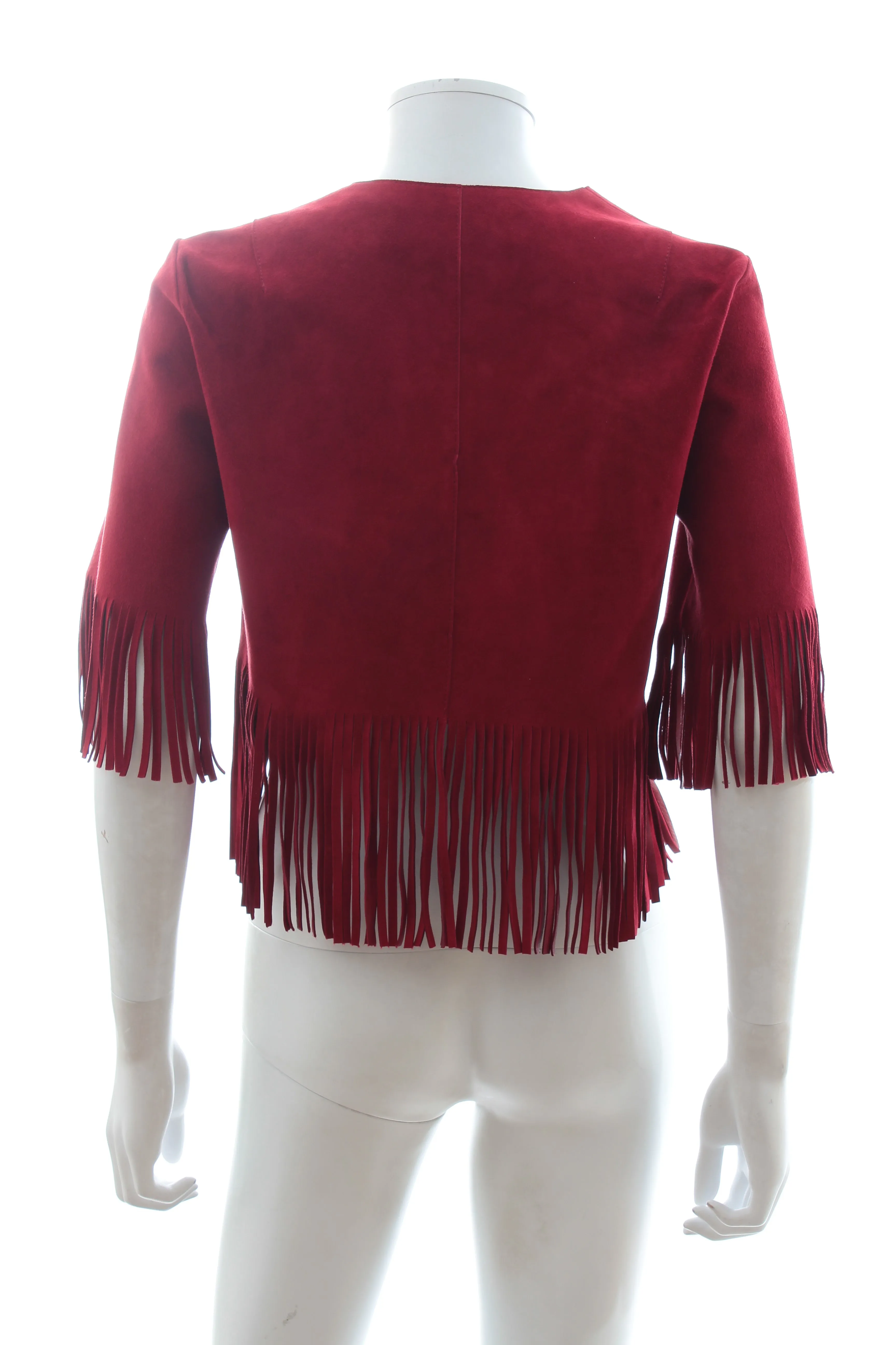 Sandro Cropped Fringed Suede Jacket