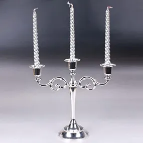 SAZ DEKOR 2pcs Twisted Spiral Christmas Taper Wax Candle Candlelight Dinner Decor Silver