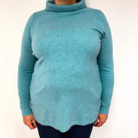 Sea Foam Green Cashmere Funnel Neck Jumper Extra Large