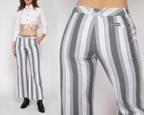 Small Y2K Grey & White Striped Flared Pants