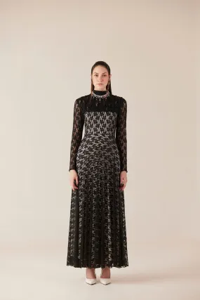 Starlight Sonata Black Long Lace Dress