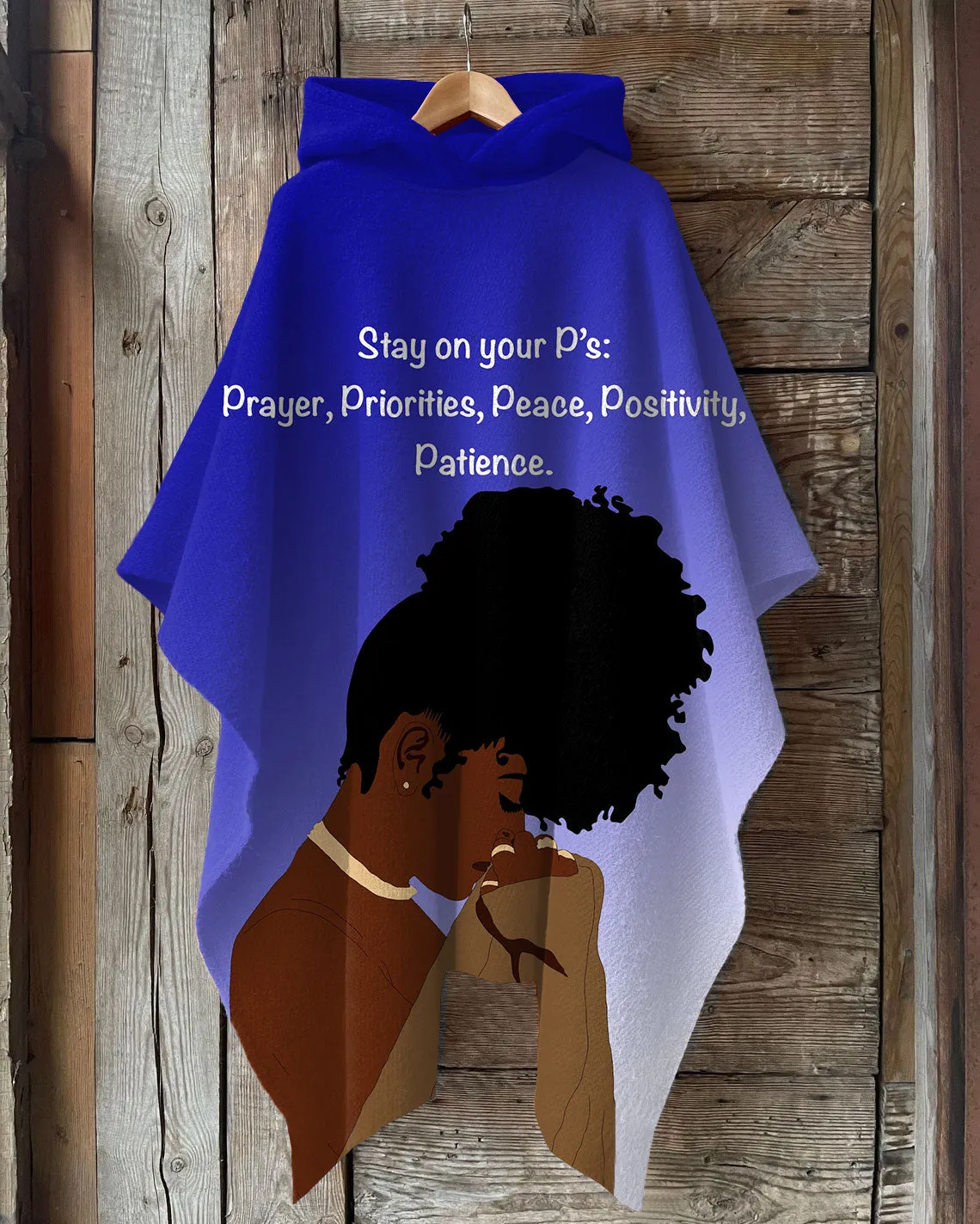 Stay On Your P's Hooded Warm Shawl Cape