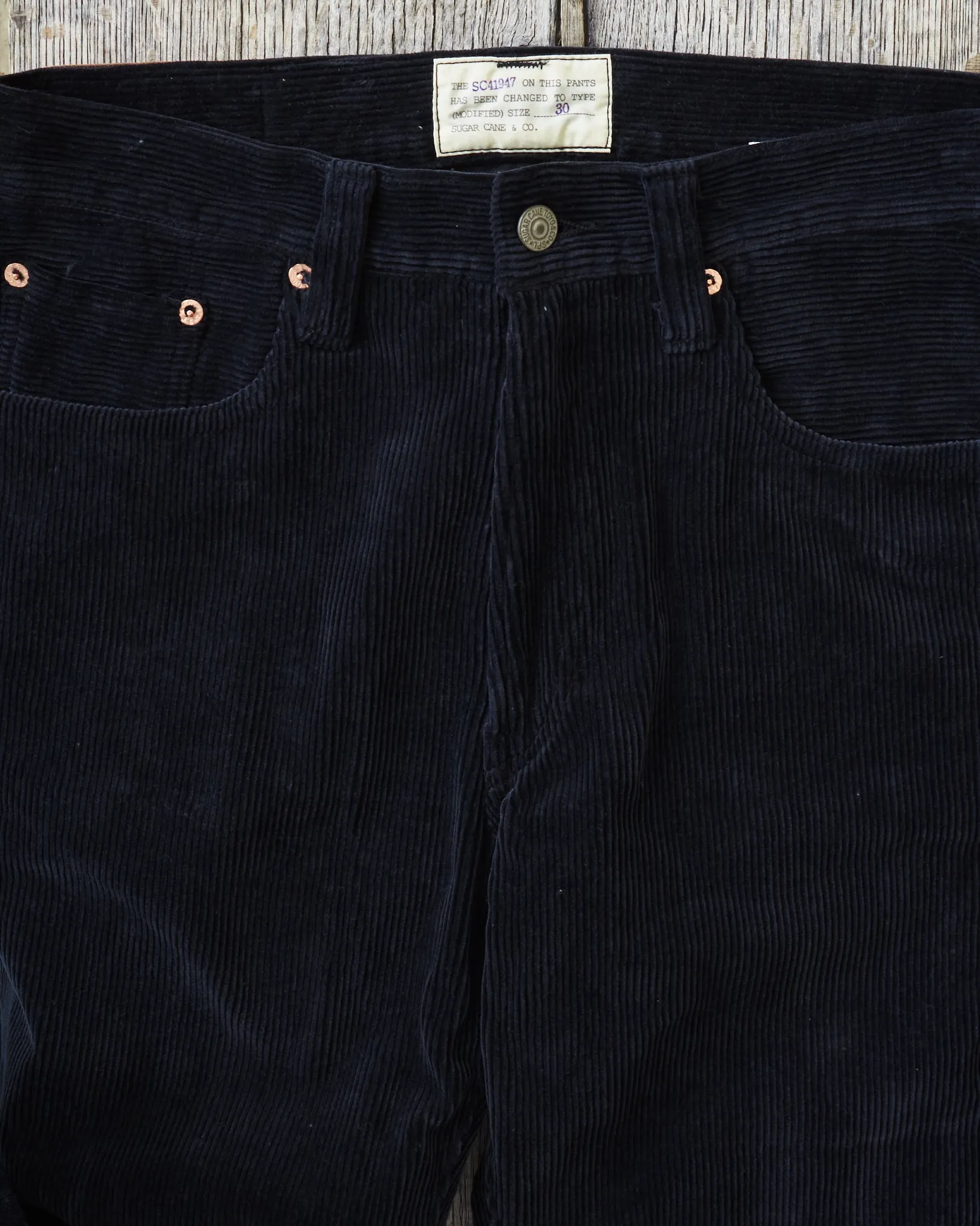 Sugar Cane 9W Corduroy 5-Pocket Pants 1947 Model Black SC42422