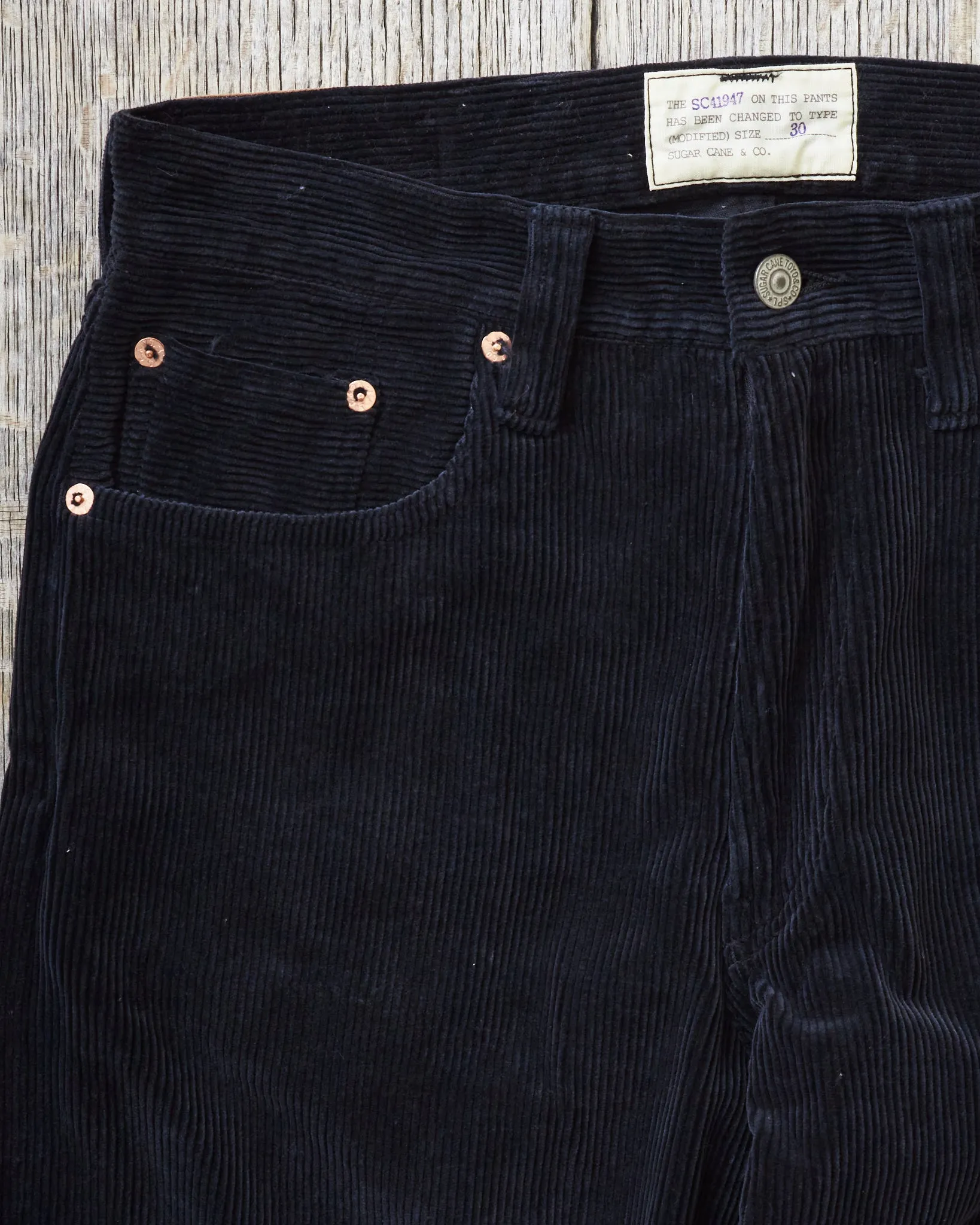 Sugar Cane 9W Corduroy 5-Pocket Pants 1947 Model Black SC42422