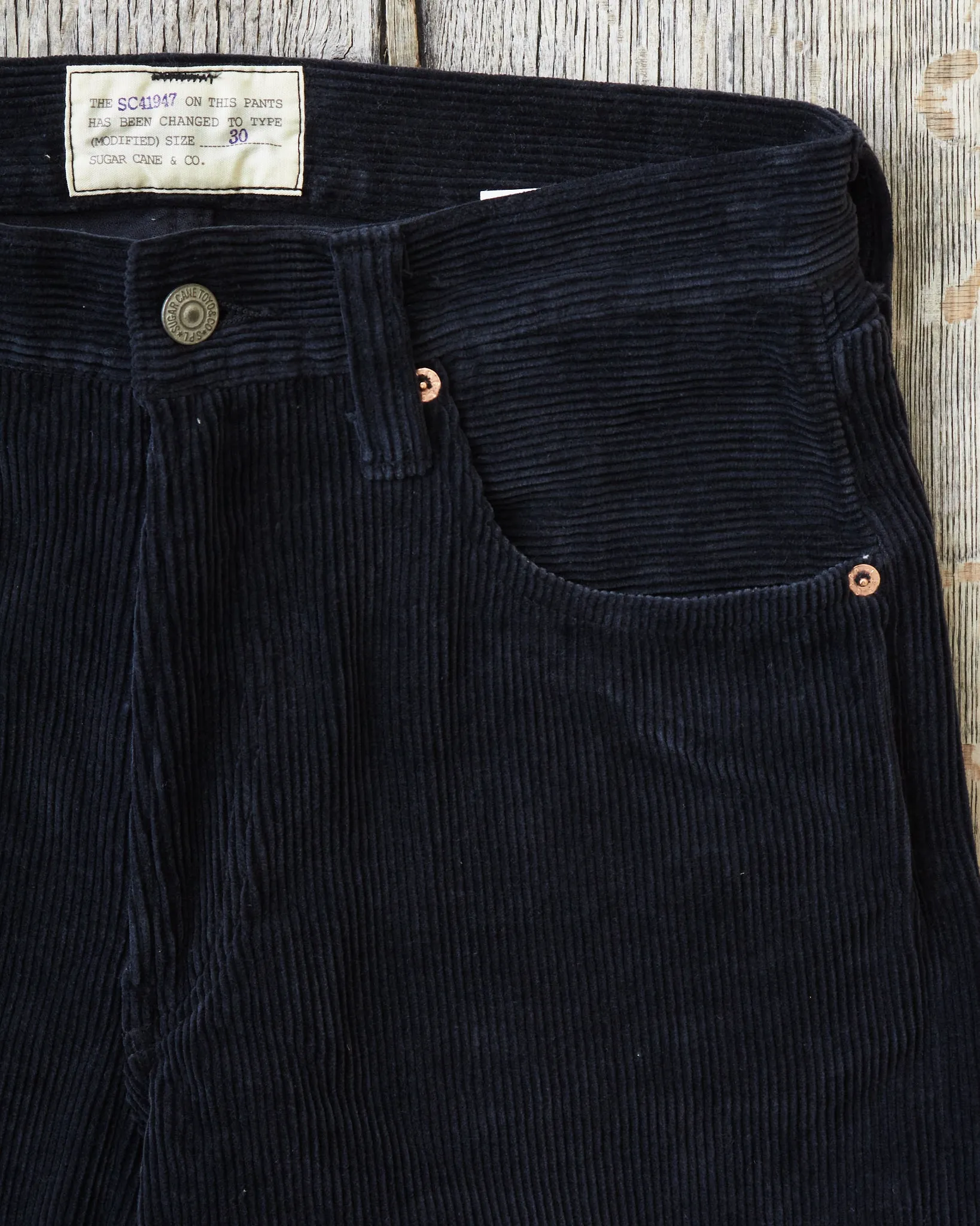 Sugar Cane 9W Corduroy 5-Pocket Pants 1947 Model Black SC42422