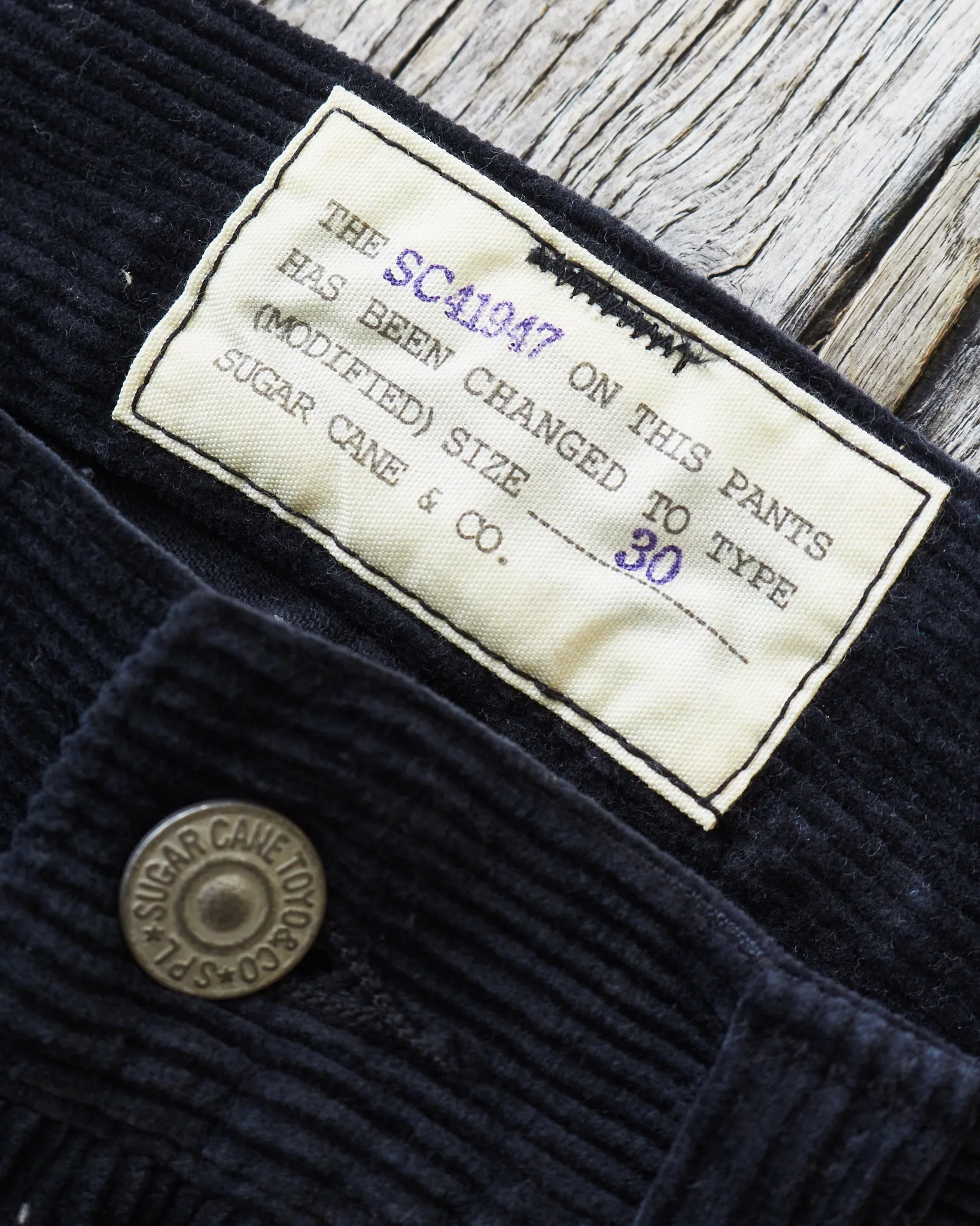 Sugar Cane 9W Corduroy 5-Pocket Pants 1947 Model Black SC42422
