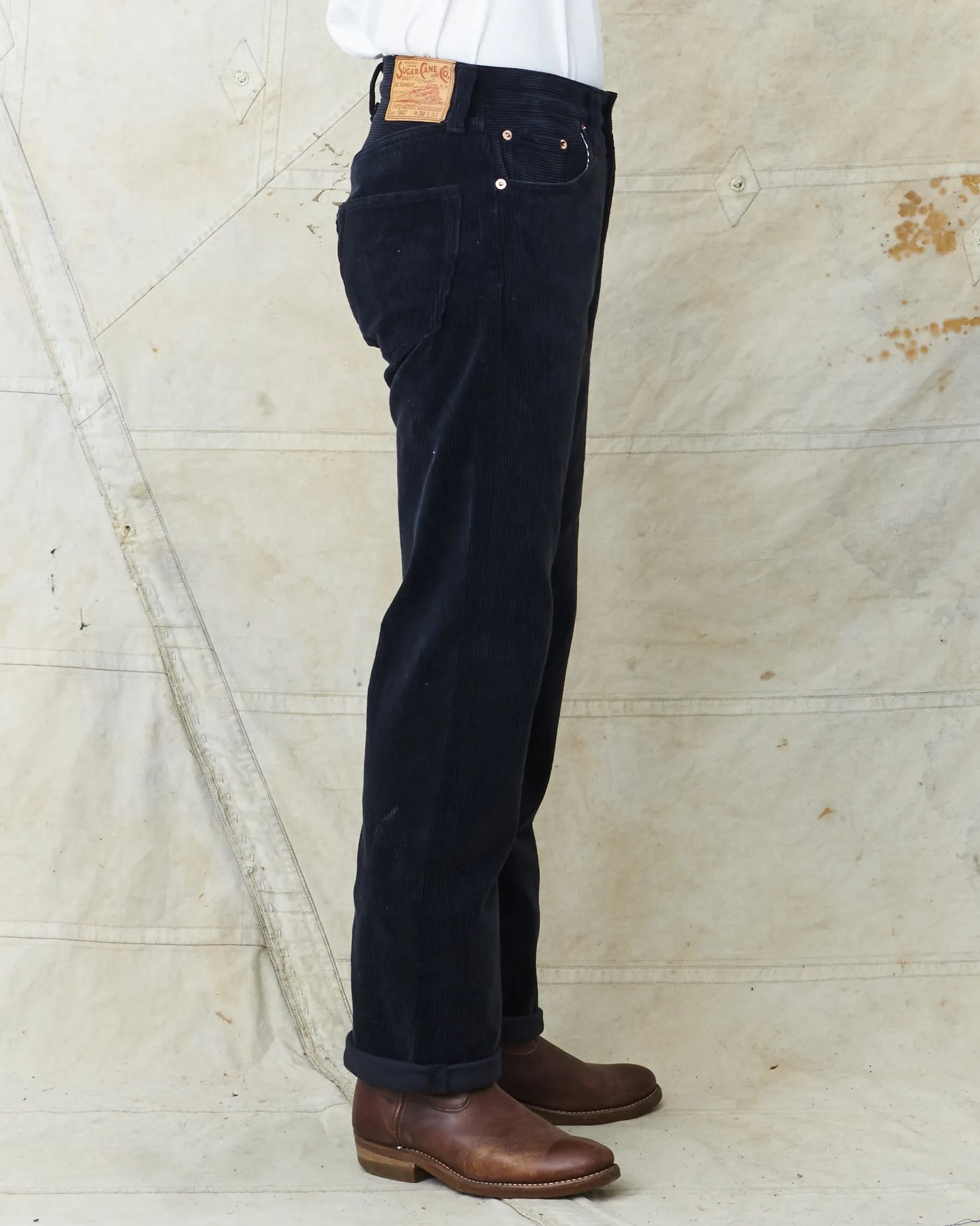 Sugar Cane 9W Corduroy 5-Pocket Pants 1947 Model Black SC42422