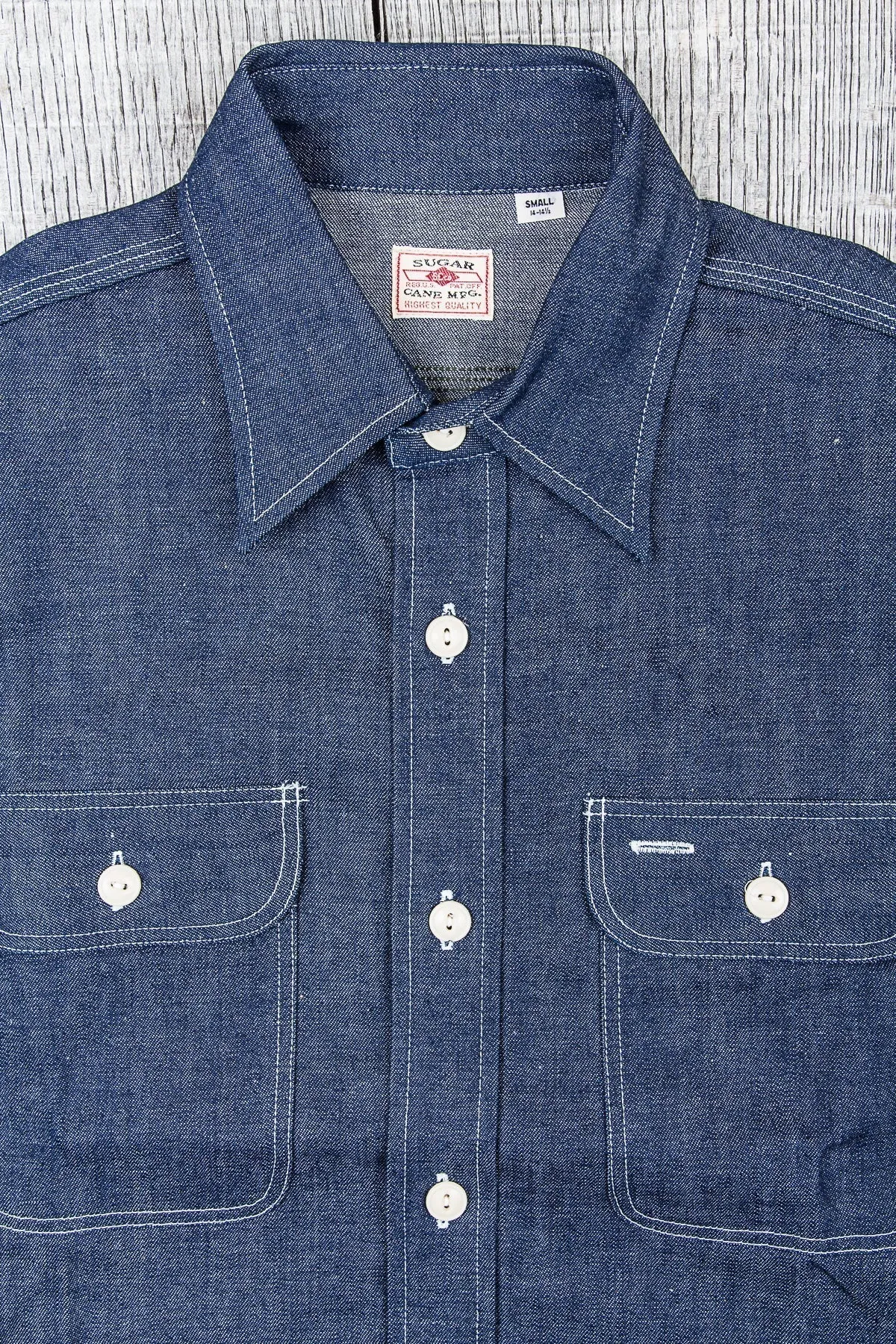 Sugar Cane & Co. Blue Denim Work Shirt SC27852