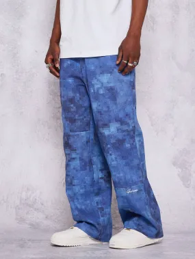 SUMWON Loose Fit Baggy Jeans With All Over Print