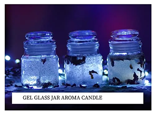 Tedz Candles Gel Glass Jar Aroma Candles for Home Decoration, Gifting, House,Birthday, Diwali, Festival Decorative Candles_(Blue-Pack of 3) JR