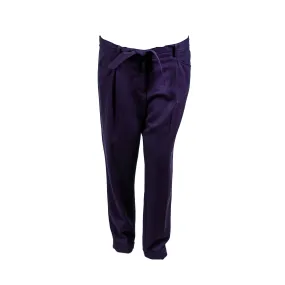 Tommy Hilfiger Women's Pleated Cuffed Belted Casual Pants Navy Blue Size 16