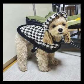 Two Piece Hounds tooth Cape with Beret and Leash