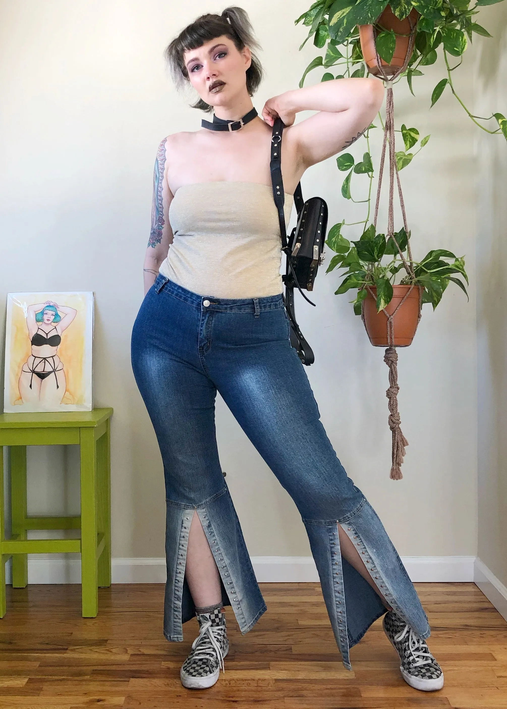 Vintage Denim Mega Slit Flares - XL