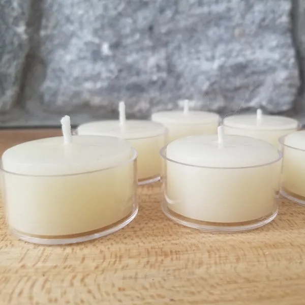 White Beeswax Tealight ~  Clear Cups  ~  25 or 50 pack