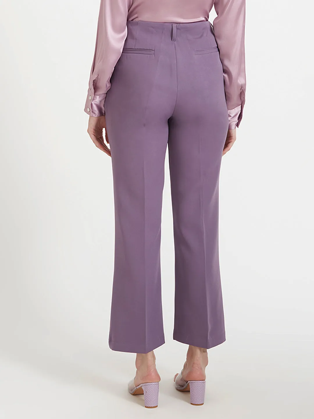 Women'S Luxury Banana Crepe Burlwood Flared Trouser Slash Pocket