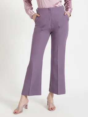 Women'S Luxury Banana Crepe Burlwood Flared Trouser Slash Pocket