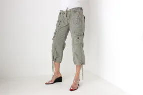 Y2K Khaki Cropped Knee Length Cargo Capri Pants