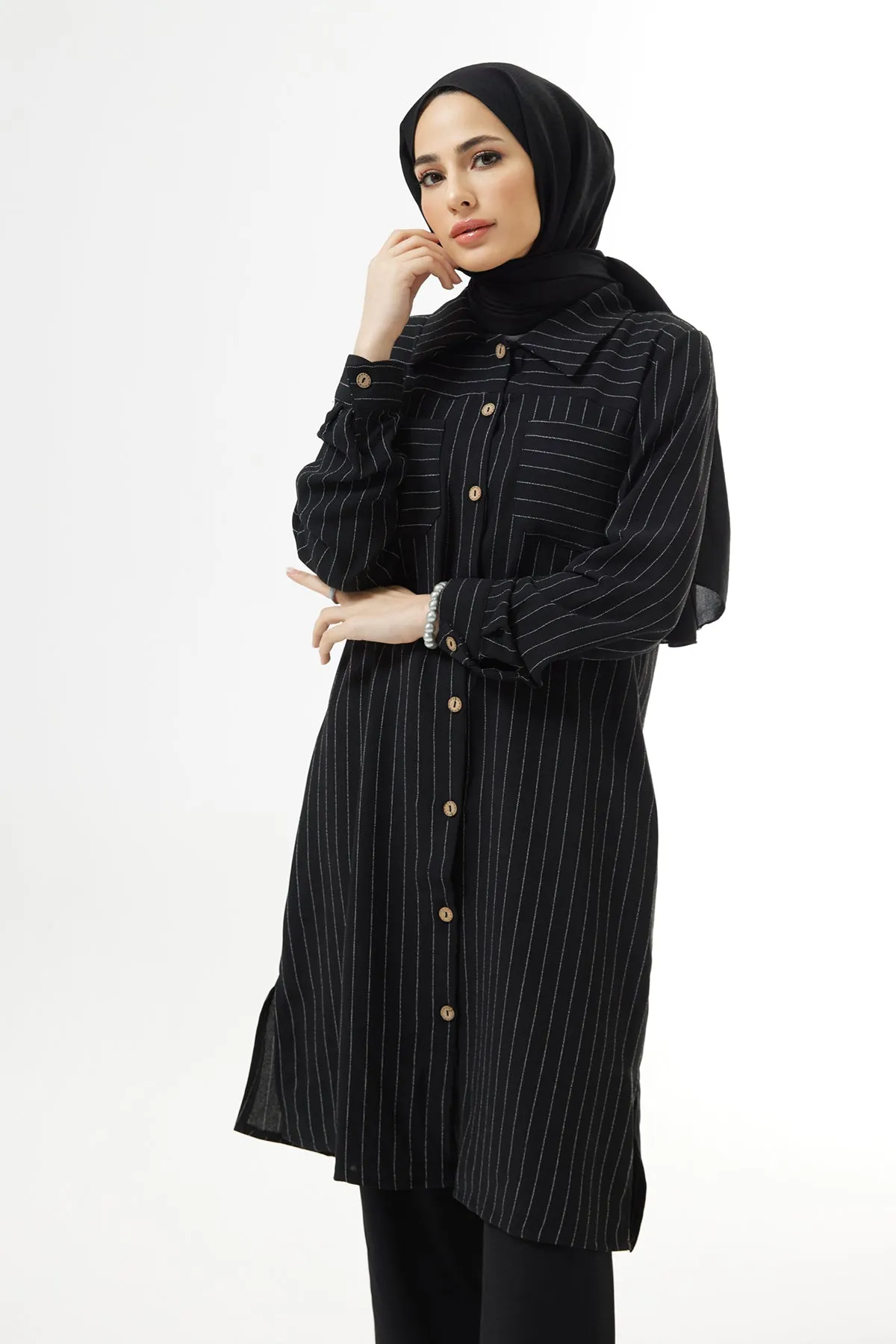 ZRF Women Striped Tunic Pants Set - Black - Odivelas