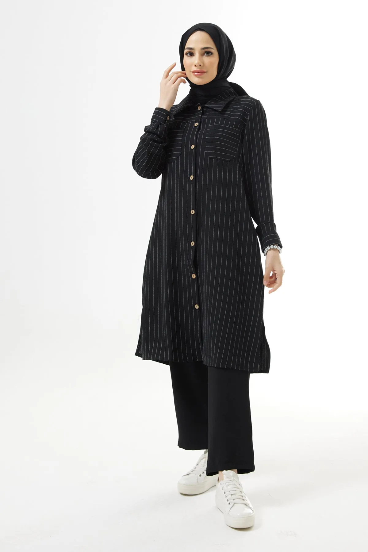 ZRF Women Striped Tunic Pants Set - Black - Odivelas