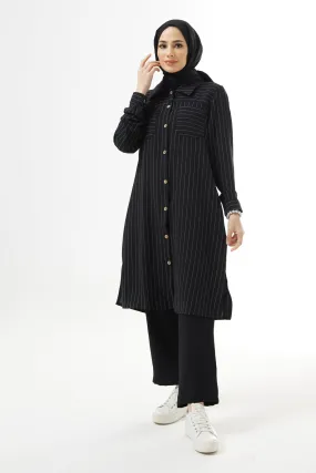 ZRF Women Striped Tunic Pants Set - Black - Odivelas